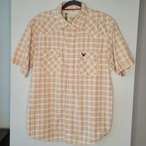 Company 81 Plaid Pearl Snap Shirt Men’s L Western Short Sleeve Cotton Button Up